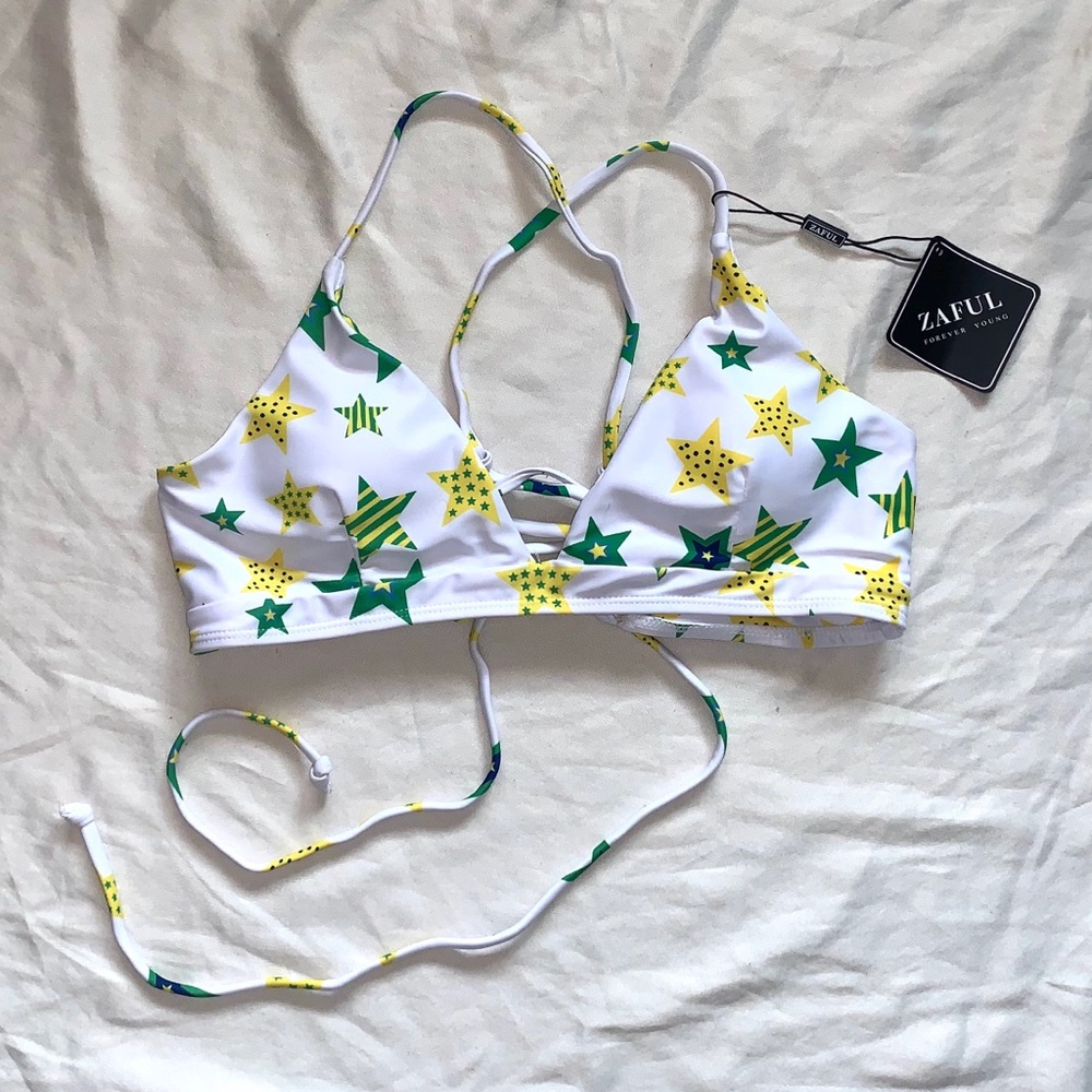 Brazailian Flag Lace-Up Bikini Top (Brand New)
